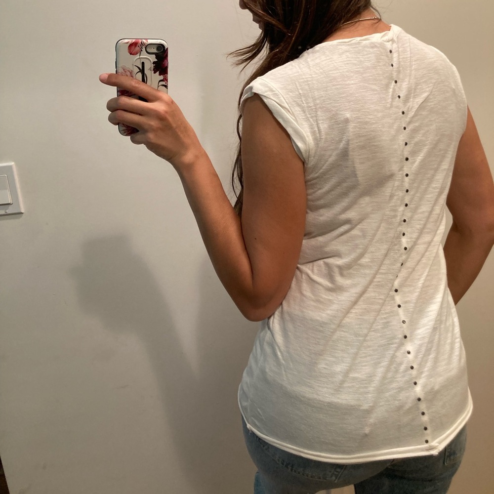 Macys AJ Andrea Jovine t-shirt white studs summer